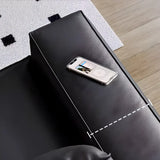 Brown Leather Square Arm Cushion Back Latex Fill Sofa Image - 13