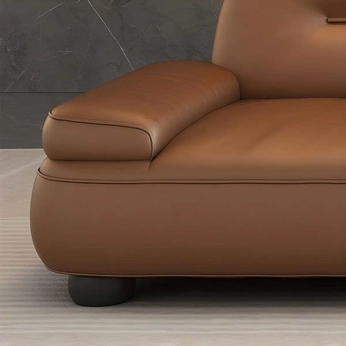 Brown Leather Tight Back Reception Sofa with Pillow Image - 12