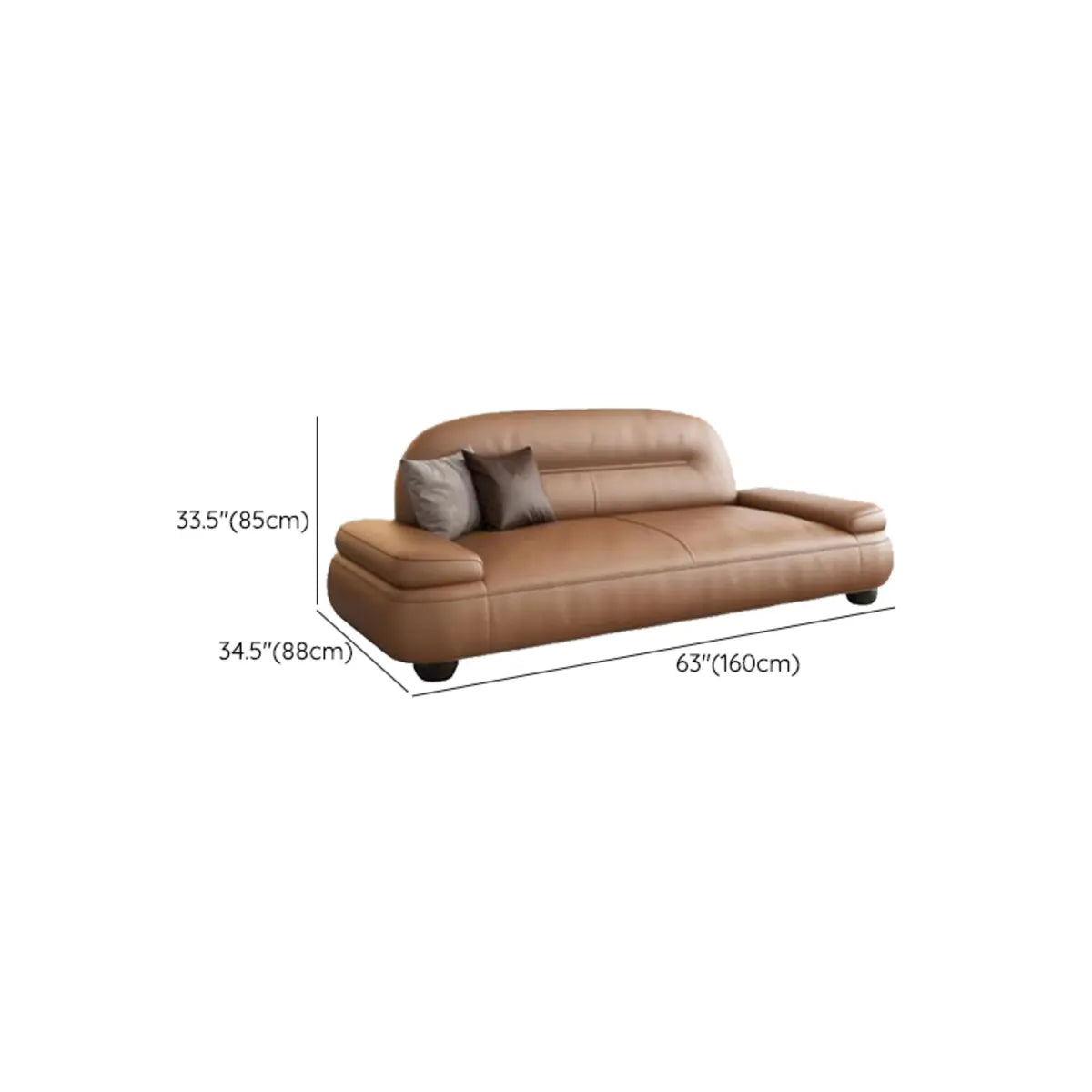 Brown Leather Tight Back Reception Sofa with Pillow Image - 24