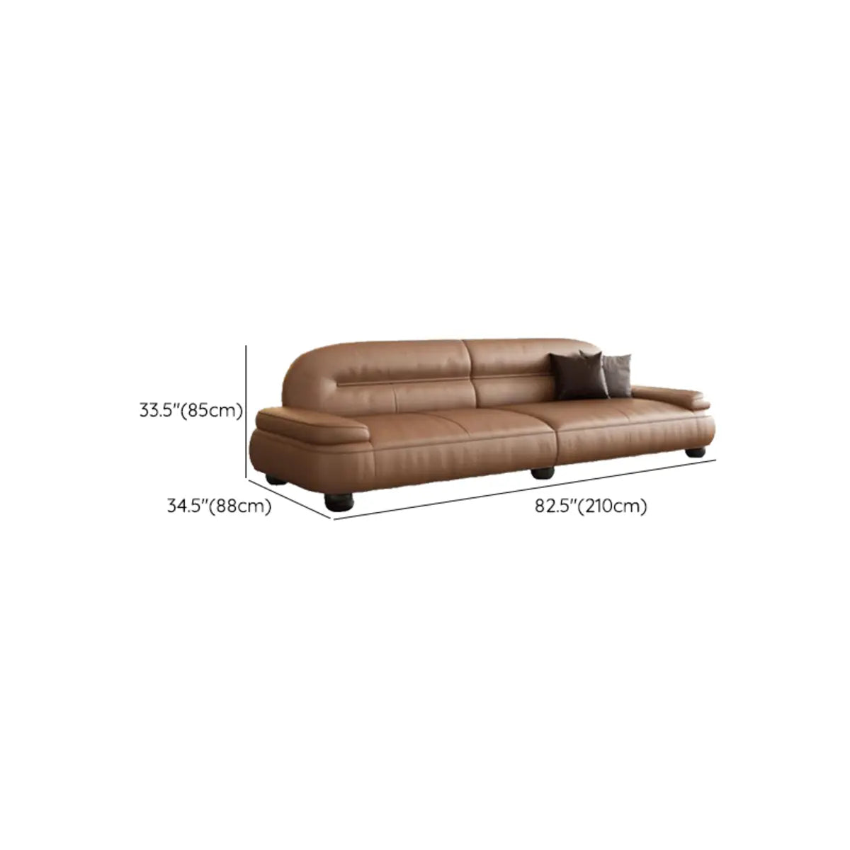 Brown Leather Tight Back Reception Sofa with Pillow Image - 25