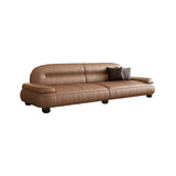 Brown Leather Tight Back Reception Sofa with Pillow Image - 6