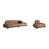 Brown Leather Tight Back Reception Sofa with Pillow Image - 7
