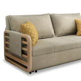 Brown Linen Square Arm Pillow Back Sofa Bed with Pillow Image - 8