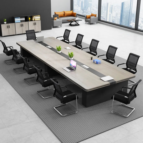 Brown Long Deep Auburn Multi-person Conference Desk Image - 1