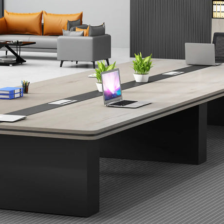 Brown Long Deep Auburn Multi-person Conference Desk Image - 2
