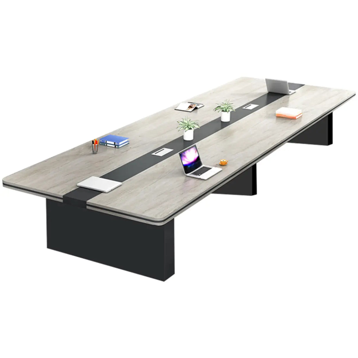 Brown Long Deep Auburn Multi-person Conference Desk Image - 5