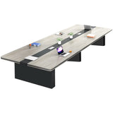 Brown Long Deep Auburn Multi-person Conference Desk Image - 5