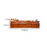 Brown Long Deep Wooden Desk with Drawers and Cabinets Image - 13
