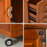 Brown Long Deep Wooden Desk with Drawers and Cabinets Image - 9