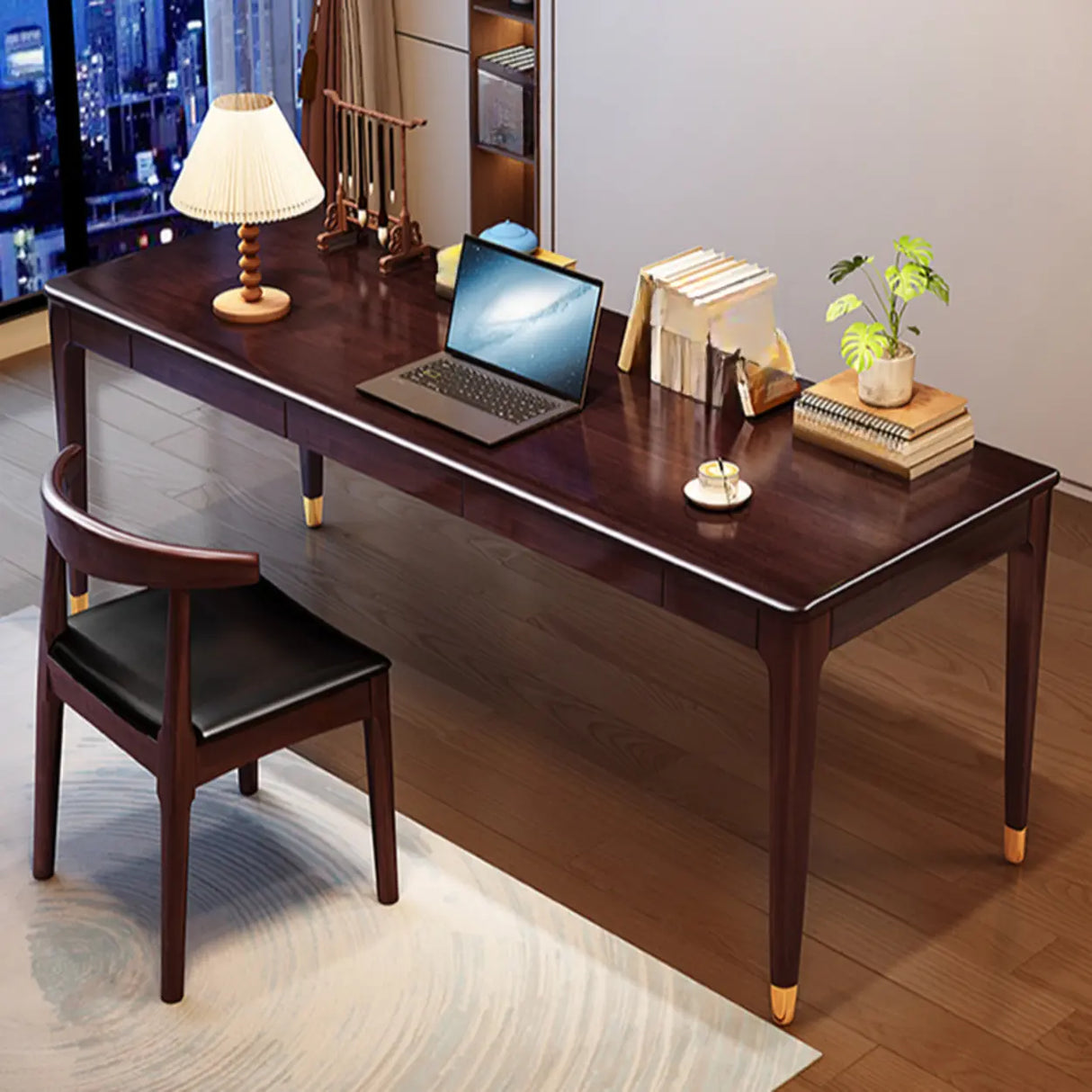 Brown Long Multi-person Wooden Office Desk Image - 4