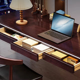 Brown Long Multi-person Wooden Office Desk Image - 6