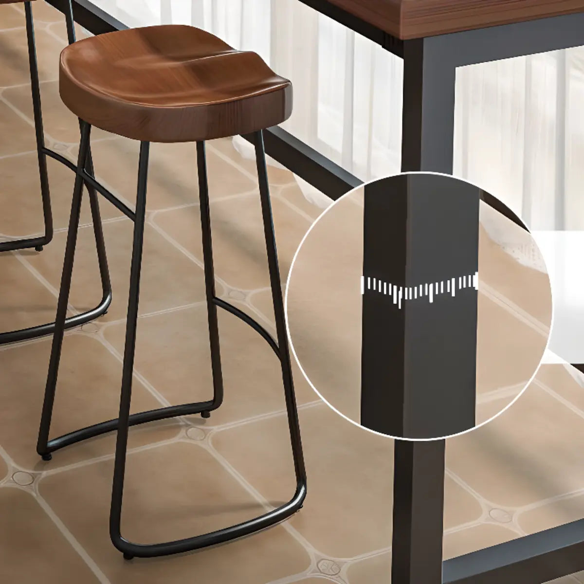 Brown Long Rectangular Wood Bar Table with Footrest Image - 7
