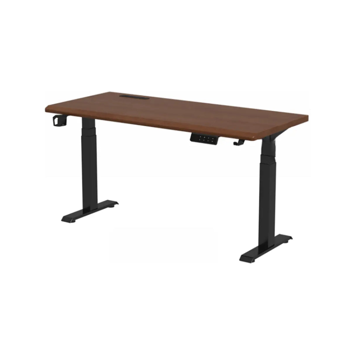 Brown Long Standard Ergonomic Walnut Computer Desk Image - 5
