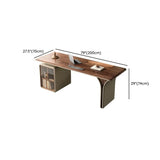 Brown Long Standard Walnut Computer Desk with Storage Image - 10