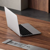 Brown Long Standard Walnut Computer Desk with Storage Image - 5