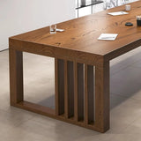 Brown Long Standard Wooden Boardroom Multi-person Desk Image - 5