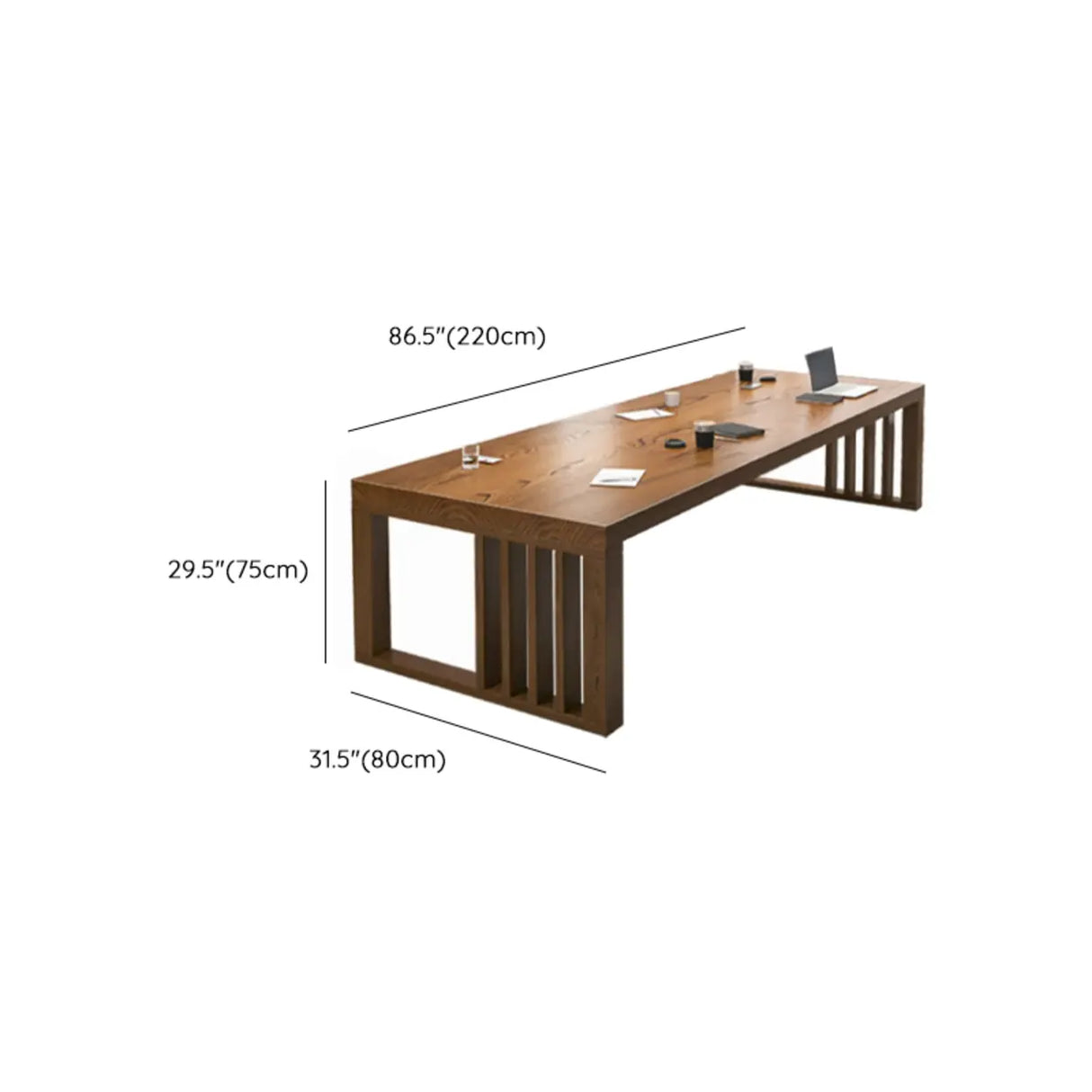 Brown Long Standard Wooden Multi-person Computer Desk  Image - 10