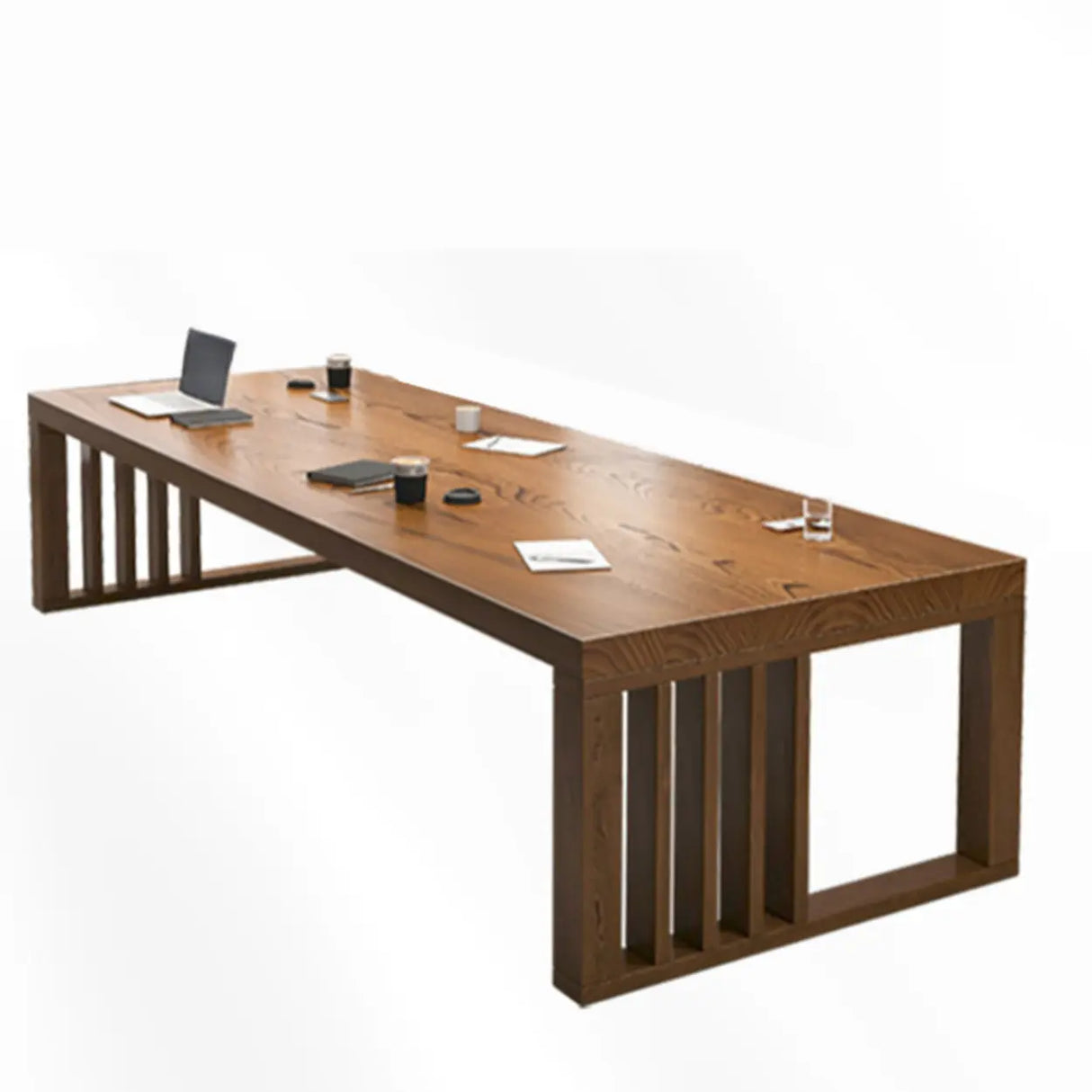 Brown Long Standard Wooden Multi-person Computer Desk  Image - 4