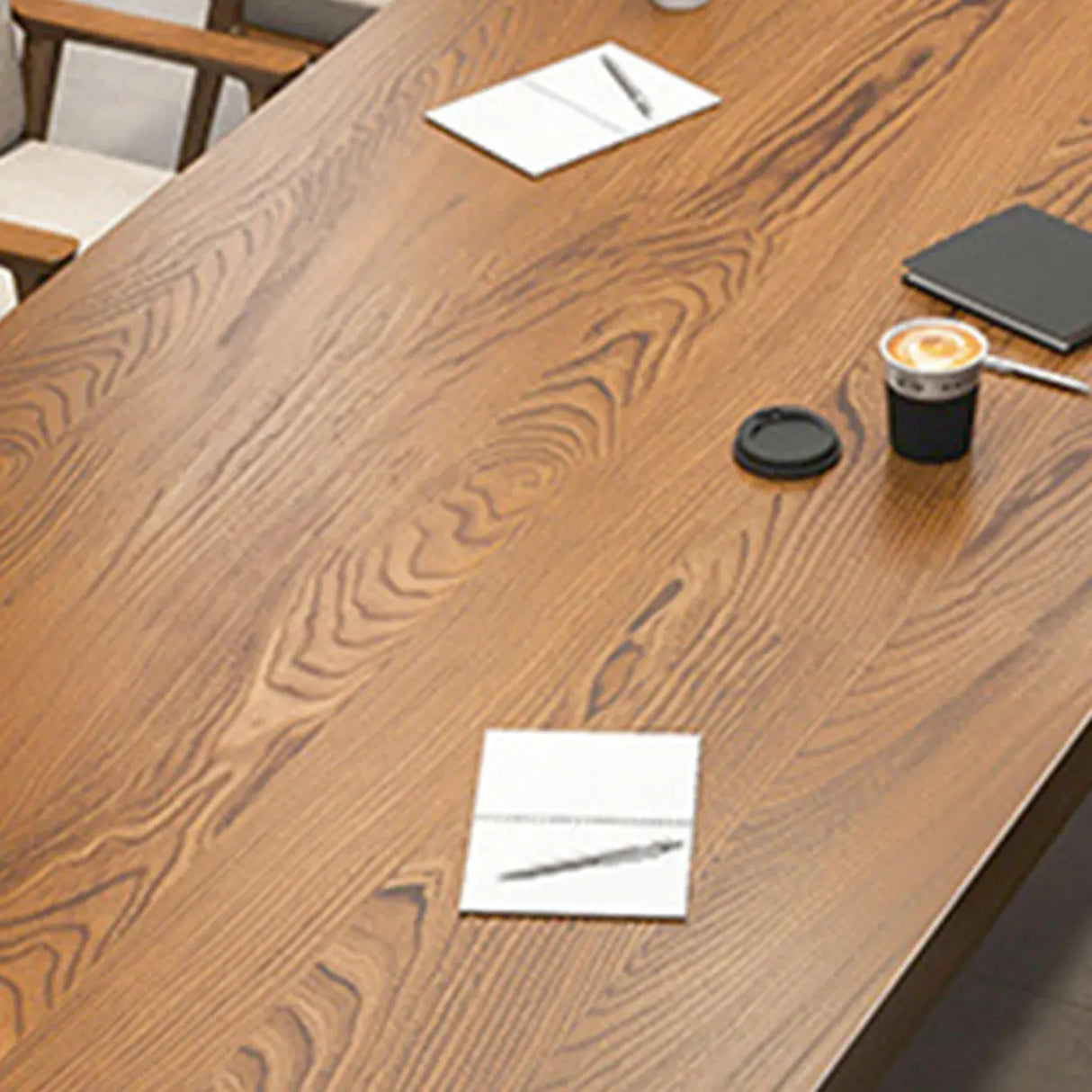 Brown Long Standard Wooden Multi-person Computer Desk  Image - 6