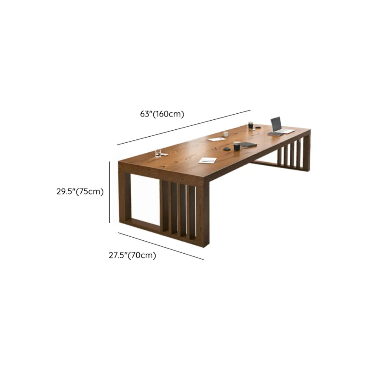 Brown Long Standard Wooden Multi-person Computer Desk  
