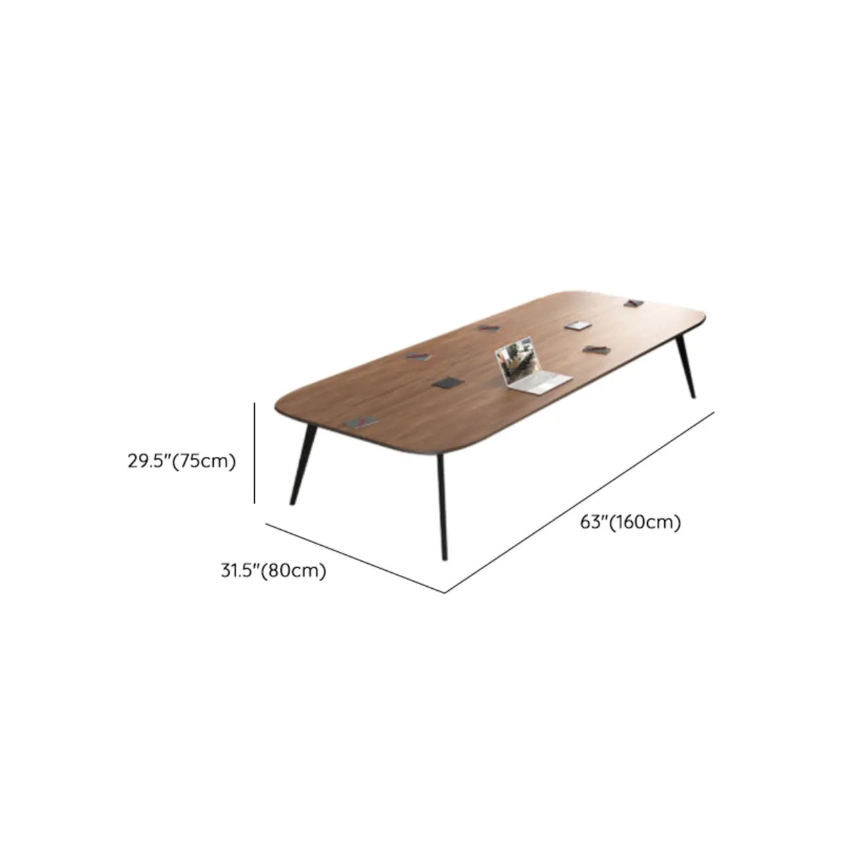 Brown Long Walnut Wooden Multi-person Conference Desk 