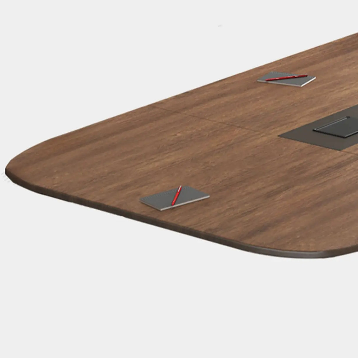 Brown Long Walnut Wooden Multi-person Conference Desk Image - 8