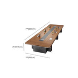 Brown Long Wooden Conference Desk with Storage #size