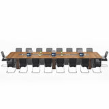 Brown Long Wooden Conference Desk with Storage Image - 7