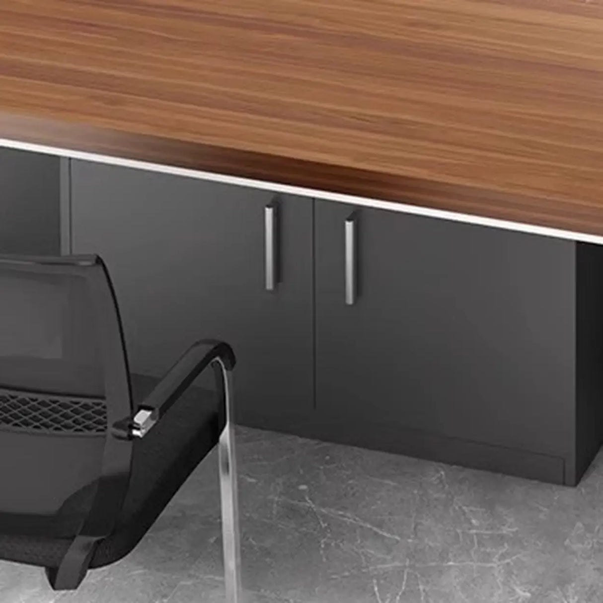 Brown Long Wooden Conference Desk with Storage Image - 8