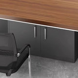 Brown Long Wooden Conference Desk with Storage Image - 8