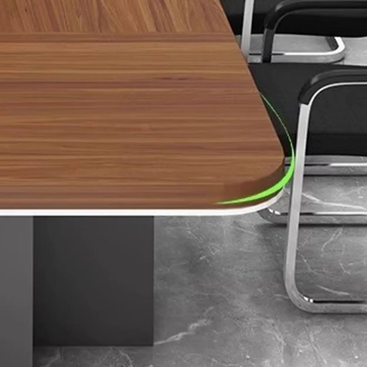 Brown Long Wooden Conference Desk with Storage Image - 9