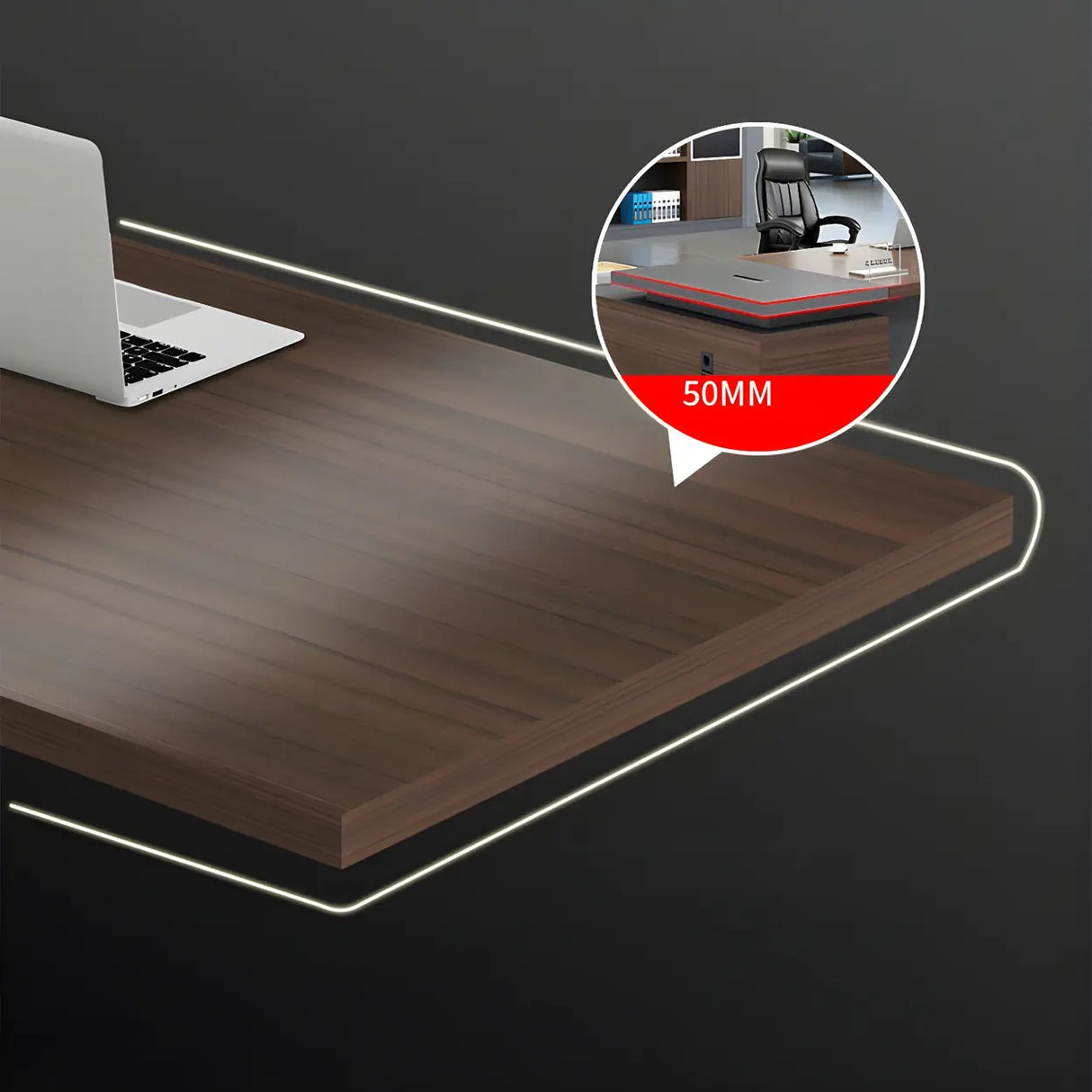 Brown Manufactured Wood L-Shape Storage Executive Desk Image - 13