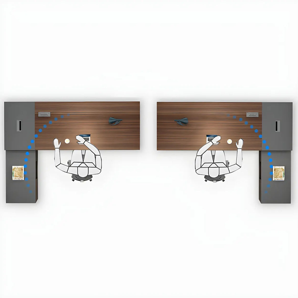 Brown Manufactured Wood L-Shape Storage Executive Desk Image - 14