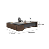 Brown Manufactured Wood L-Shape Storage Executive Desk Image - 20