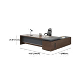 Brown Manufactured Wood L-Shape Storage Executive Desk Image - 26