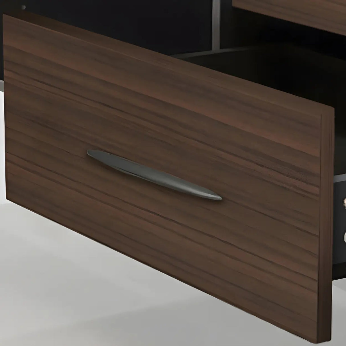 Brown Manufactured Wood L-Shape Storage Executive Desk Image - 8