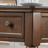 Brown Medium Standard Wooden Computer Desk with Drawers Image - 9