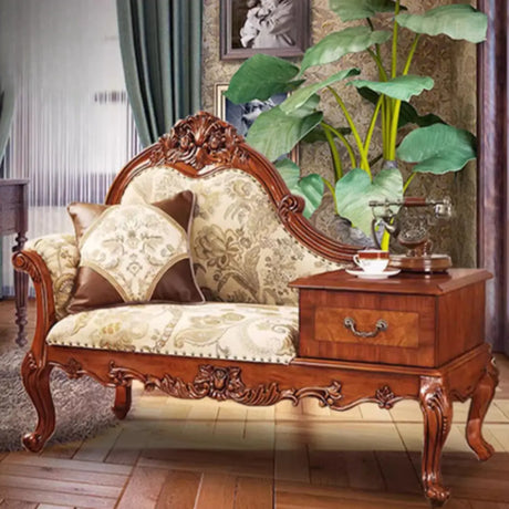 Brown Medium Vintage Wood Chaise Lounge with Storage Image - 1