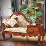 Brown Medium Vintage Wood Chaise Lounge with Storage Image - 1