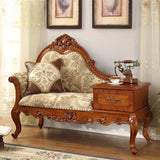 Brown Medium Vintage Wood Chaise Lounge with Storage Image - 3