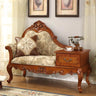 Brown Medium Vintage Wood Chaise Lounge with Storage Image - 3