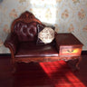 Brown Medium Vintage Wood Chaise Lounge with Storage Image - 5