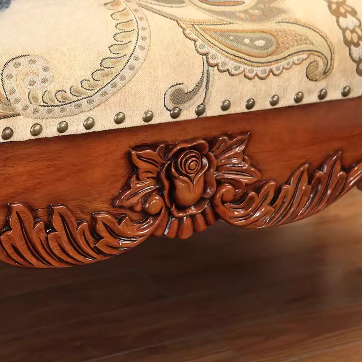 Brown Medium Vintage Wood Chaise Lounge with Storage Image - 6