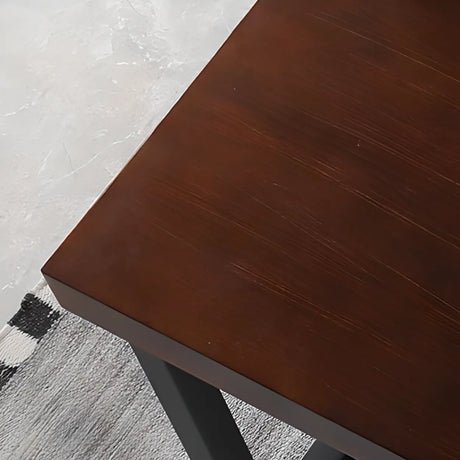 Brown Medium Wood Computer Desk with Drawer and Shelves Image - 2