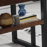 Brown Medium Wood Computer Desk with Drawer and Shelves Image - 6