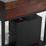 Brown Medium Wood Computer Desk with Drawer and Shelves Image - 9