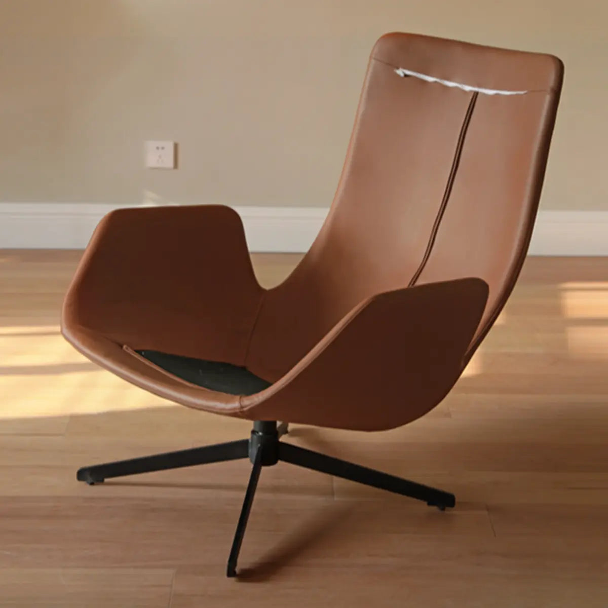 Brown Microfiber Leather Fixed Back Foam Fill Arm Chair Image - 10