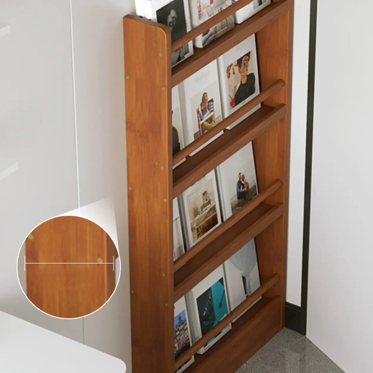 Brown Modern Multi-layer Wood Vertical Storage Bookcase Image - 10