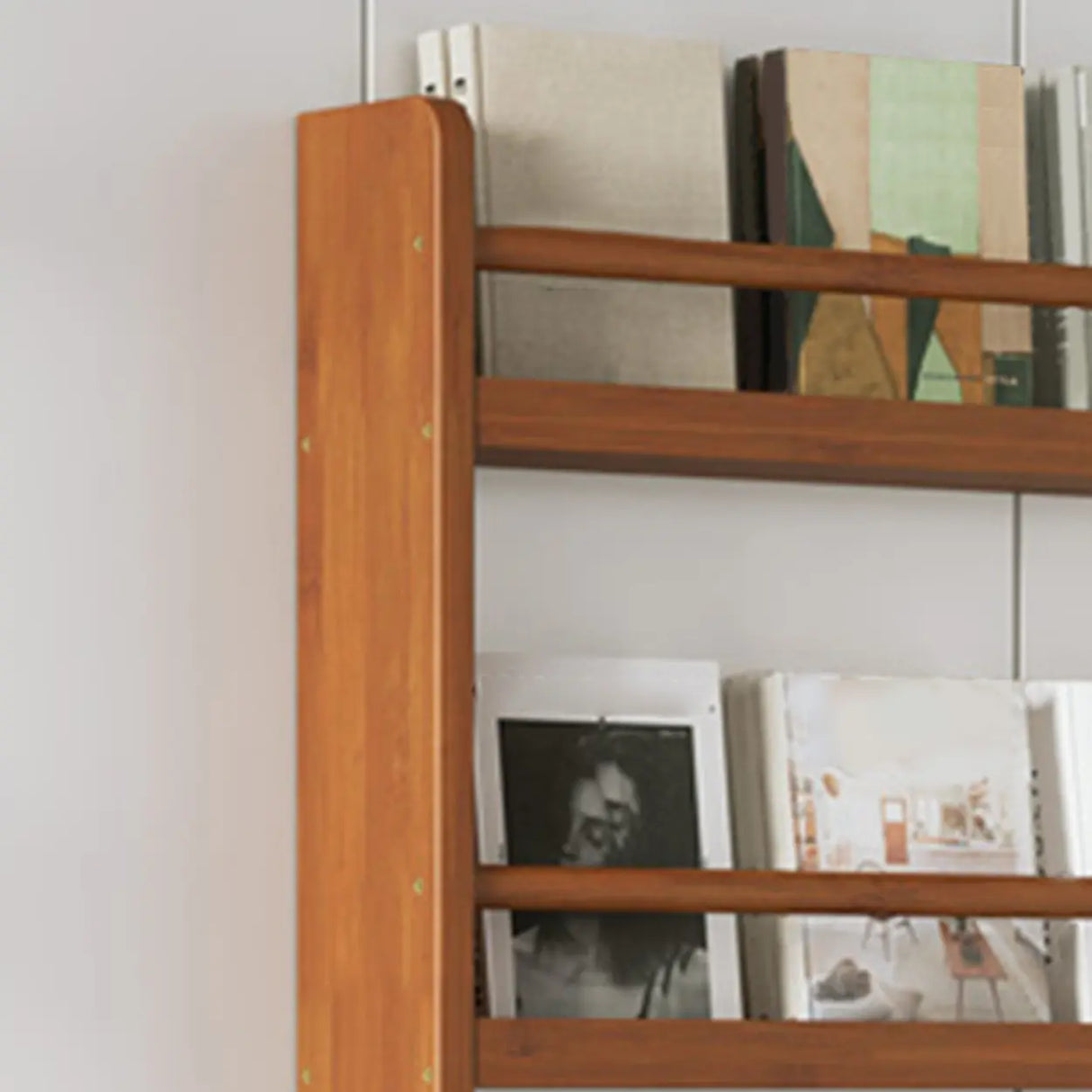 Brown Modern Multi-layer Wood Vertical Storage Bookcase Image - 11