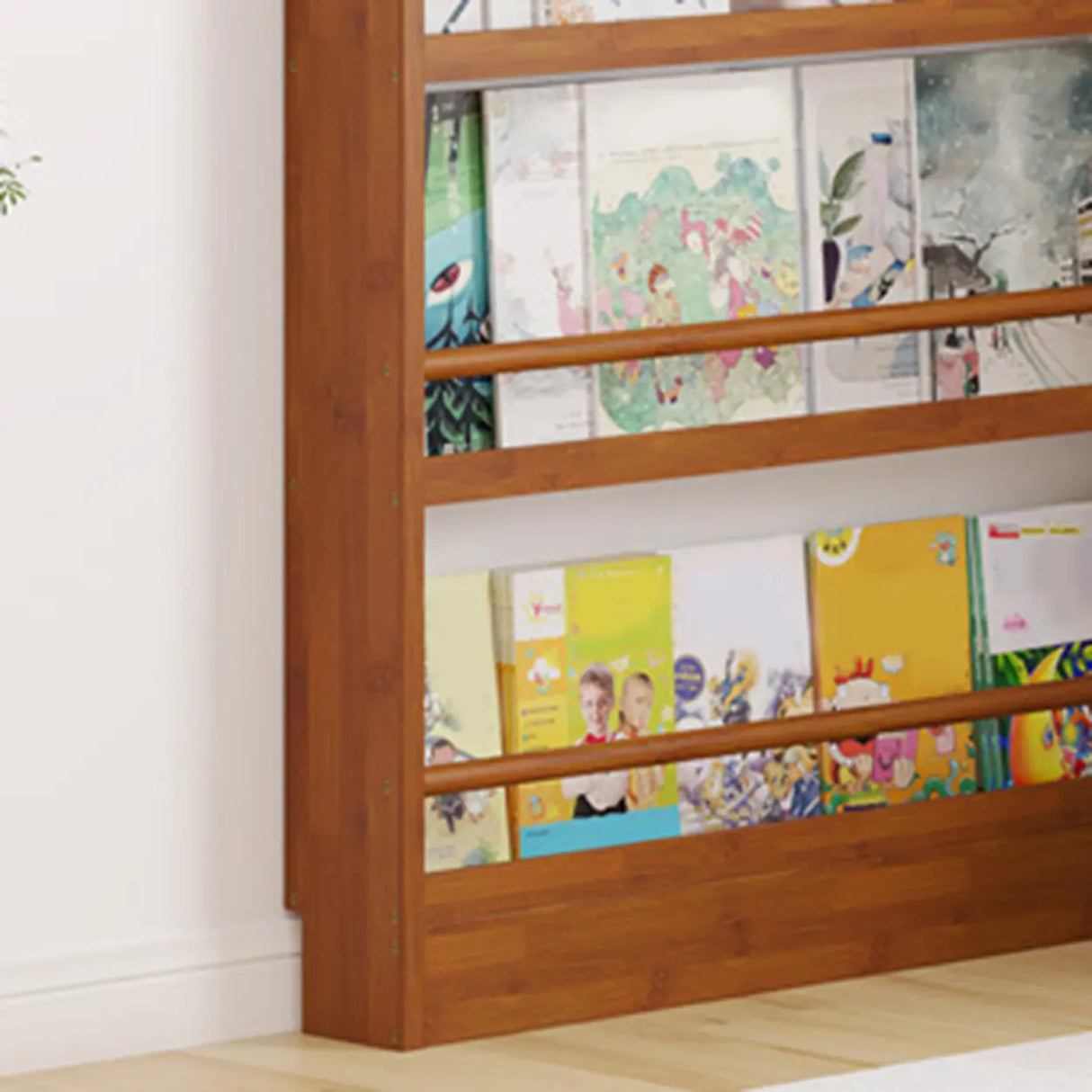 Brown Modern Multi-layer Wood Vertical Storage Bookcase Image - 12